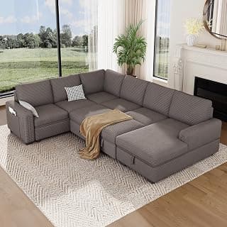 113.6" Pull Out Sofa Bed with Chaise