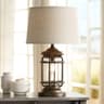 Andreas 26" Bronze Brown Tall Table Lamp USB Industrial Night Light Antique