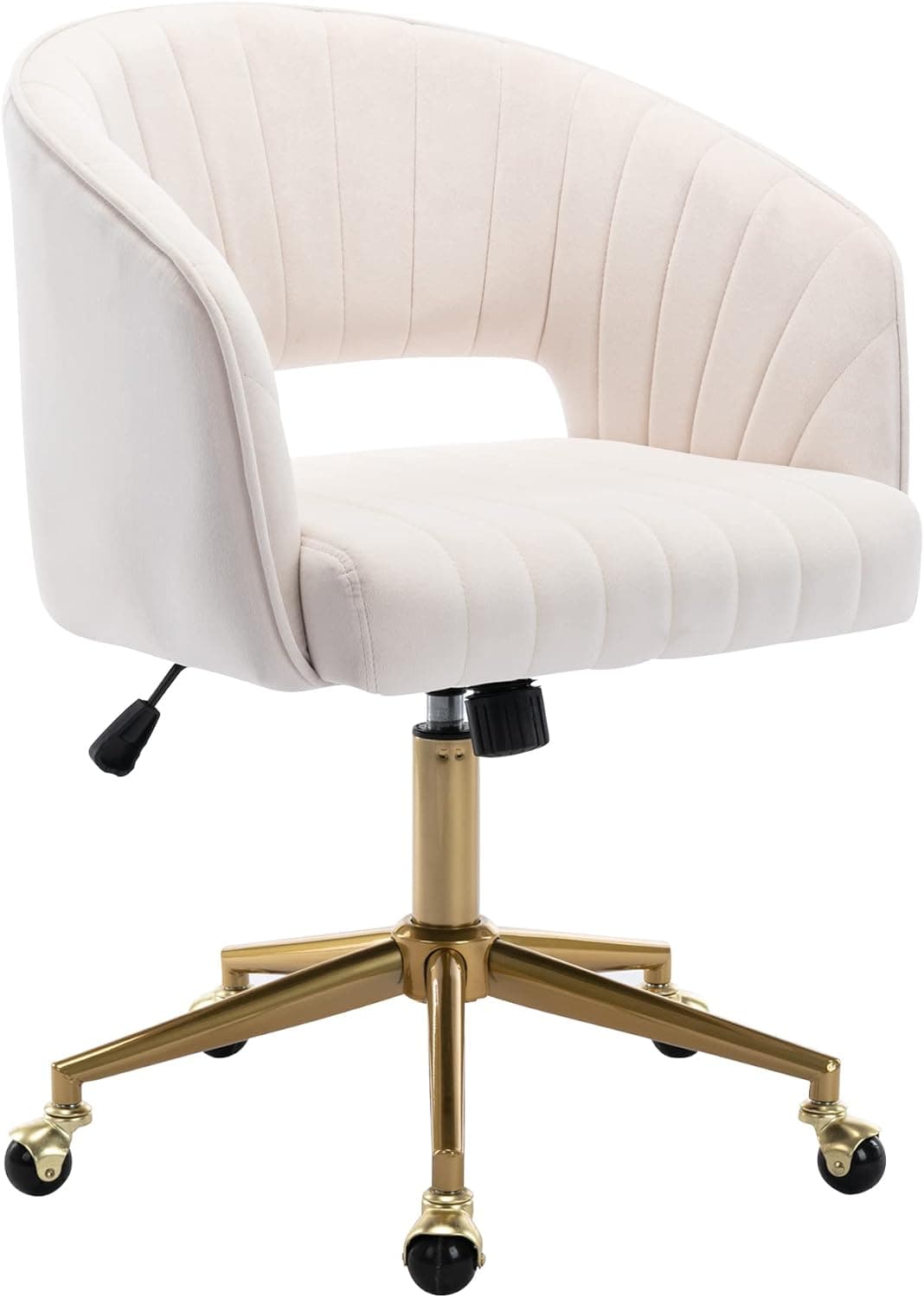 KCC Velvet Vanity Desk Chair with Gold Metal Base – Warm Taupe