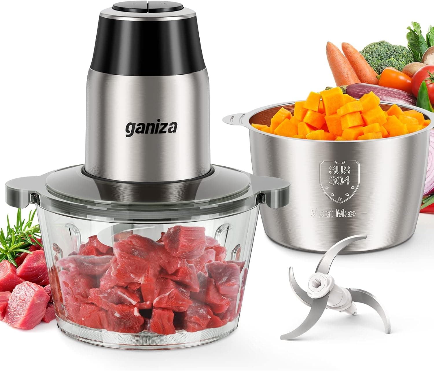 Ganiza Food Processors with 2 Bowls