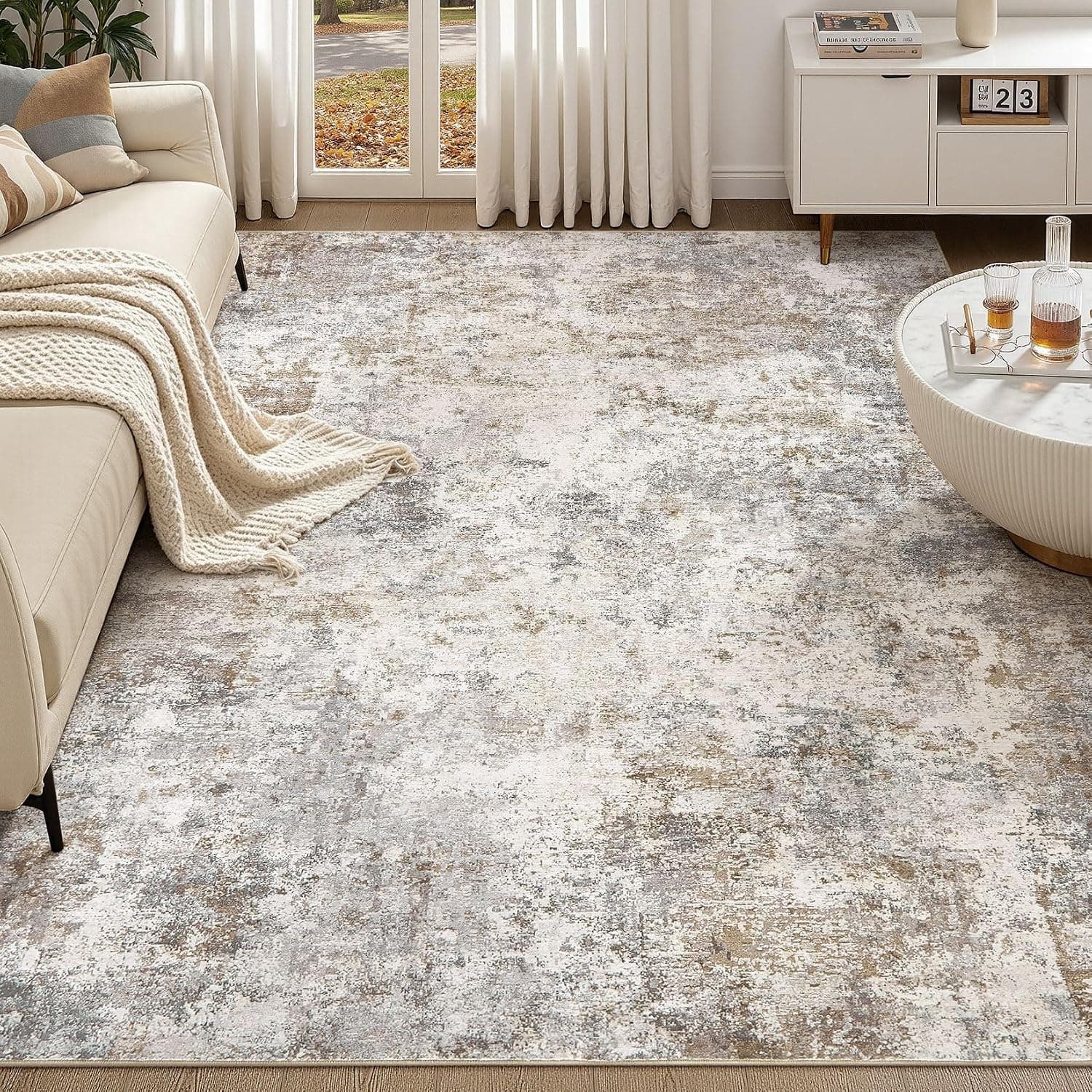UERMEI Serenity Series 8x10 Area Rug – Neutral Brown Grey