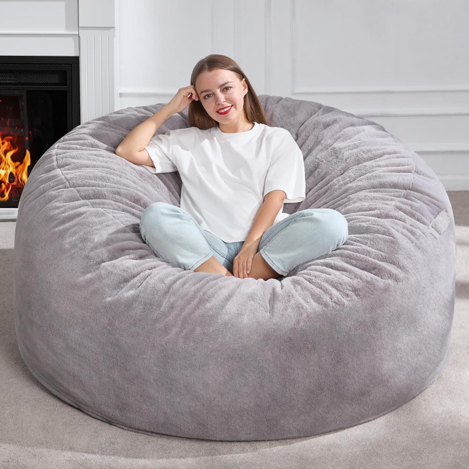 Hobestluk Adult Bean Bag Chair 5FT Large Lounger with Plush Cover